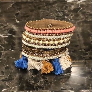Boho Style Snap Bracelet with Tassels, Sequence, & Beads